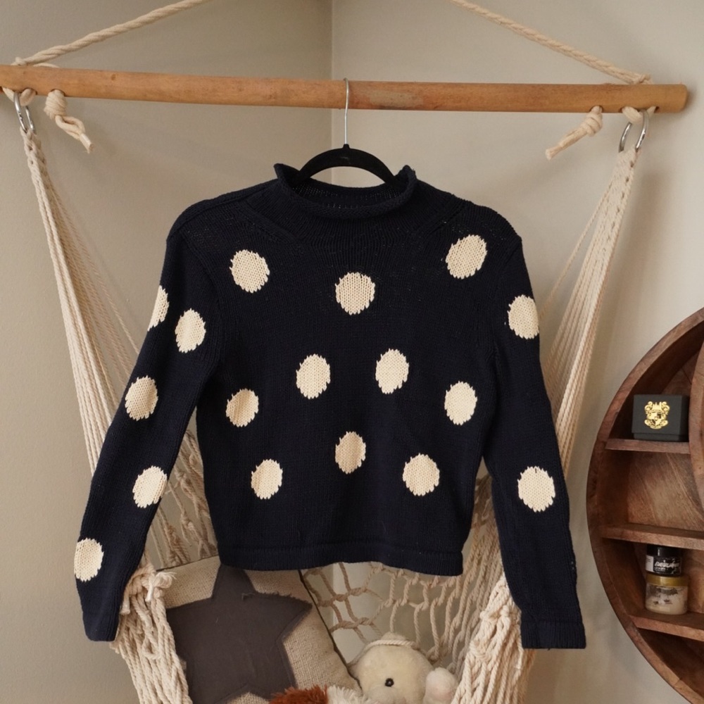 ✨Navy Polka Dot Cowl Neck Sweater J Crew✨